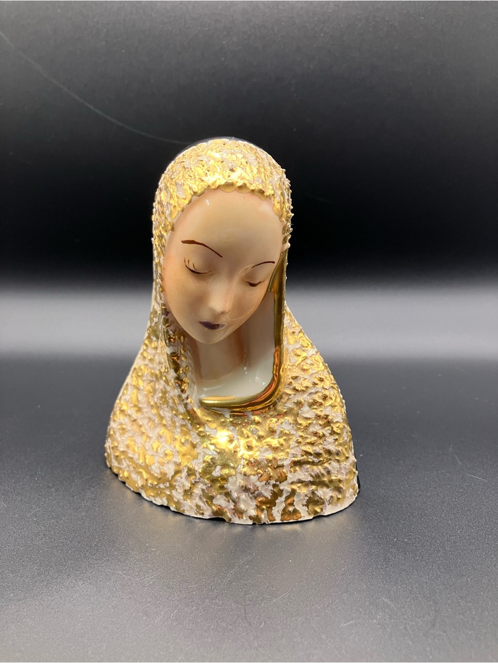 Vintage Madonna Bust Gold and Cream Figure Headscarf Accent